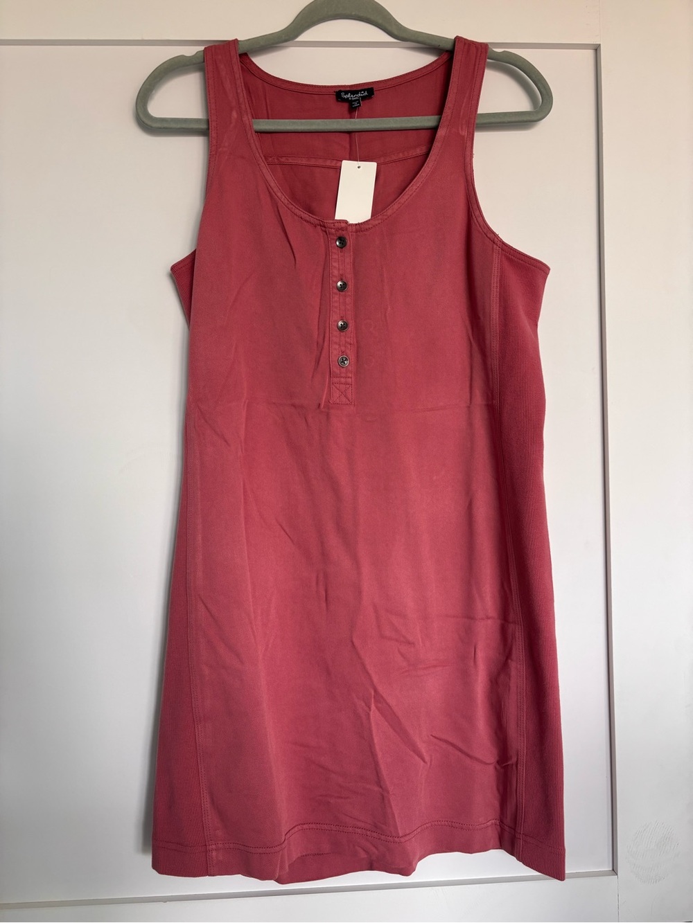 Splendid Sleeveless Henley Mini Dress in Dusty Rose